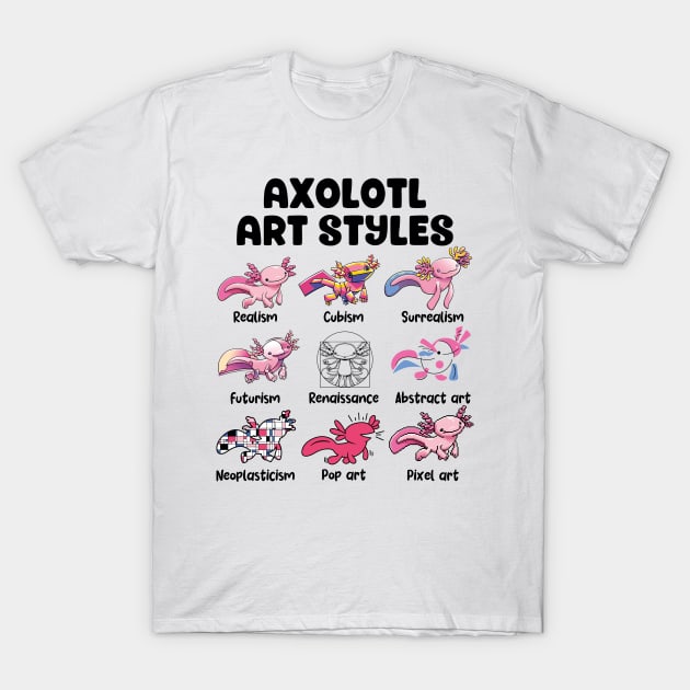 Axolotl Art Styles T-Shirt by GoshWow 